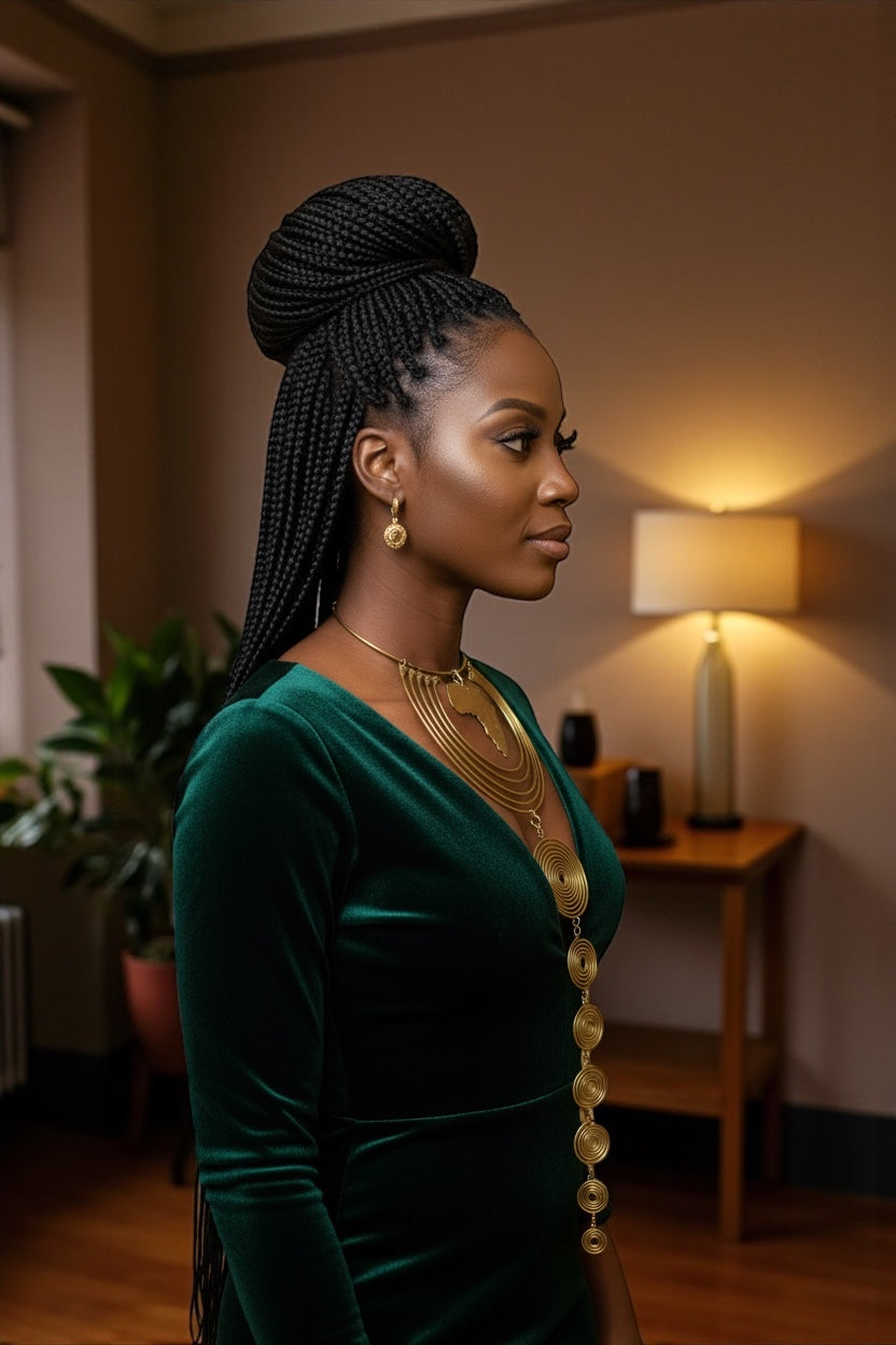 Authentic African Brass Statement Necklace – Handmade Long Spiral Pendant - Fatisha Boutique #