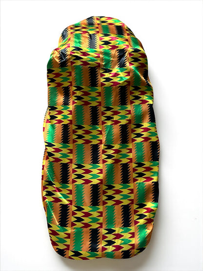 Luxury Satin Silk Ankara Long Bonnet Cap – Double Layered Hair Protection for Braids & Locs - Fatisha Boutique #