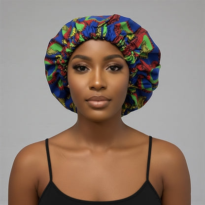Double-Layered Satin Silk Ankara Bonnet – Reversible African Print Hair Cap - Fatisha Boutique #