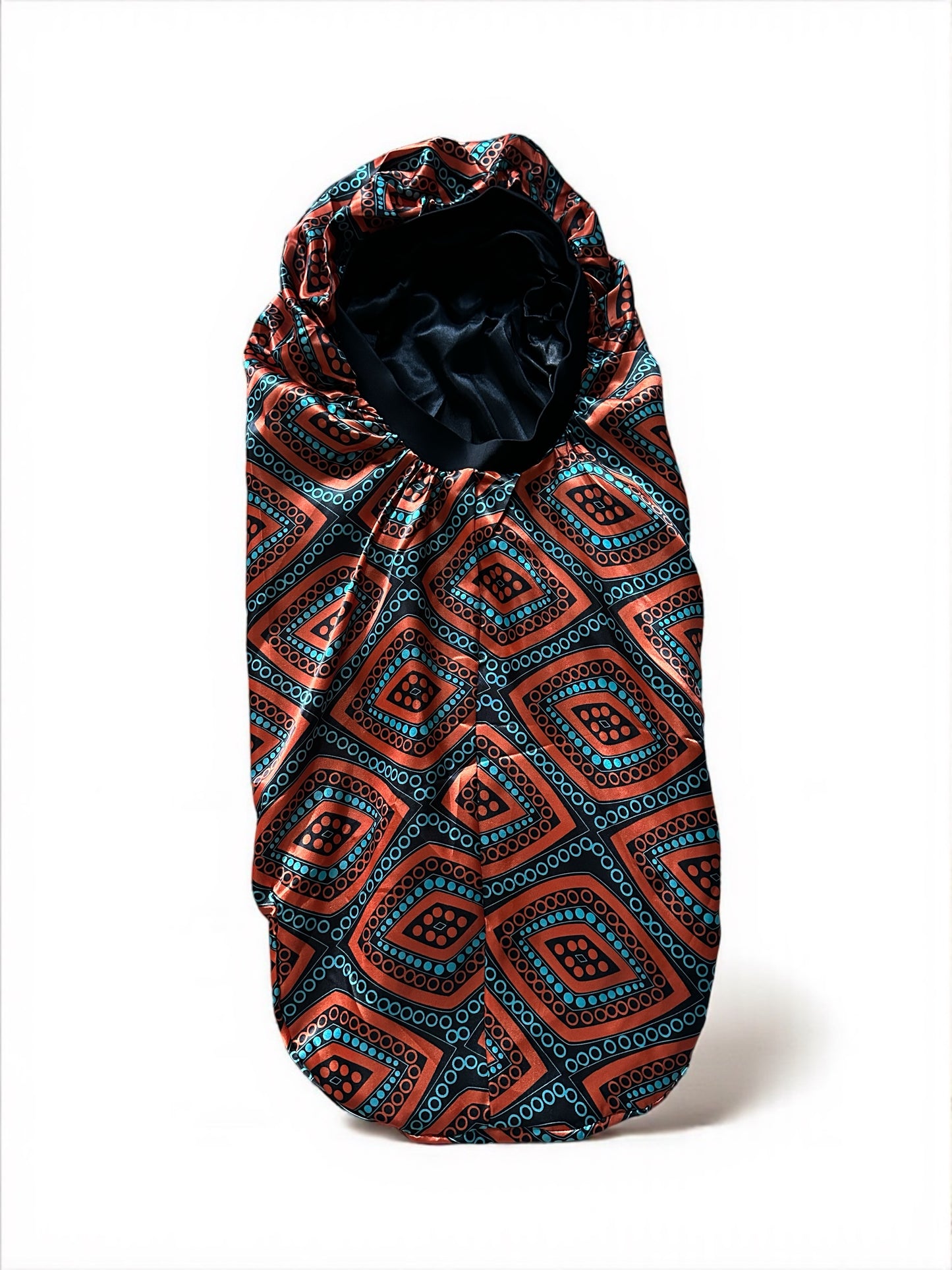 Luxury Satin Silk Ankara Long Bonnet Cap – Double Layered Hair Protection for Braids & Locs - Fatisha Boutique #