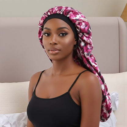 Luxury Satin Silk Ankara Long Bonnet Cap – Double Layered Hair Protection for Braids & Locs - Fatisha Boutique #