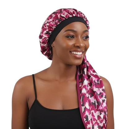 Luxury Satin Silk Ankara Long Bonnet Cap – Double Layered Hair Protection for Braids & Locs - Fatisha Boutique #