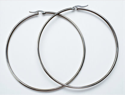 8CM Stainless Steel Hoop Earrings – Bold Lightweight Statement Hoops - Fatisha Boutique #