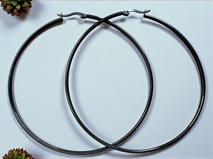 8CM Stainless Steel Hoop Earrings – Bold Lightweight Statement Hoops - Fatisha Boutique #
