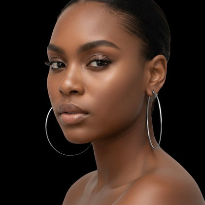 8CM Stainless Steel Hoop Earrings – Bold Lightweight Statement Hoops - Fatisha Boutique #
