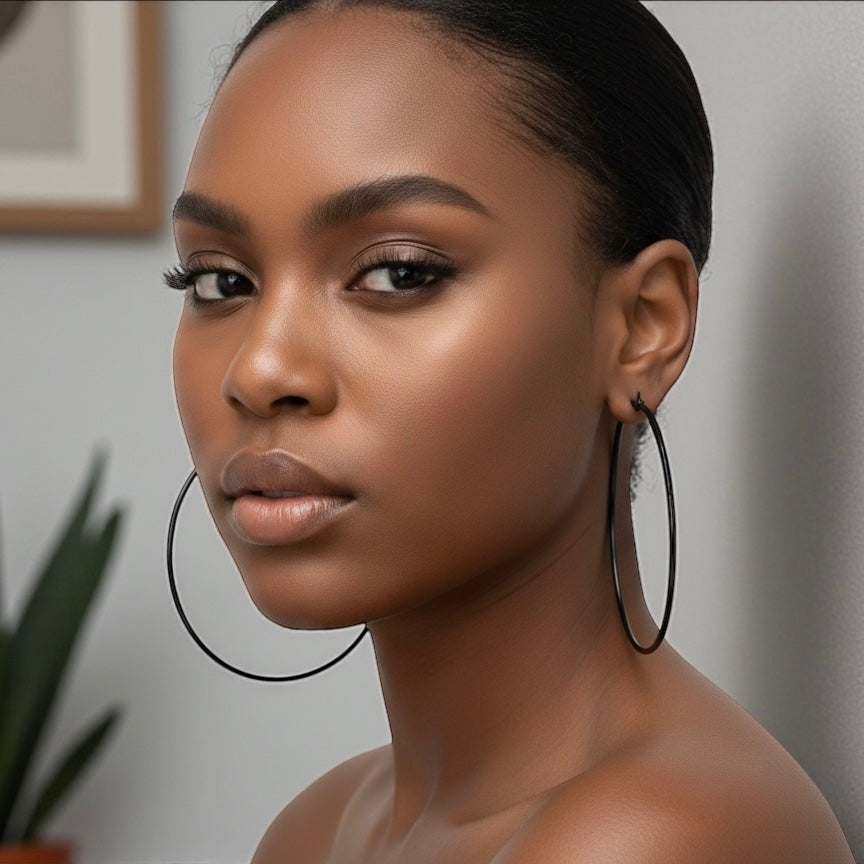 8CM Stainless Steel Hoop Earrings – Bold Lightweight Statement Hoops - Fatisha Boutique #