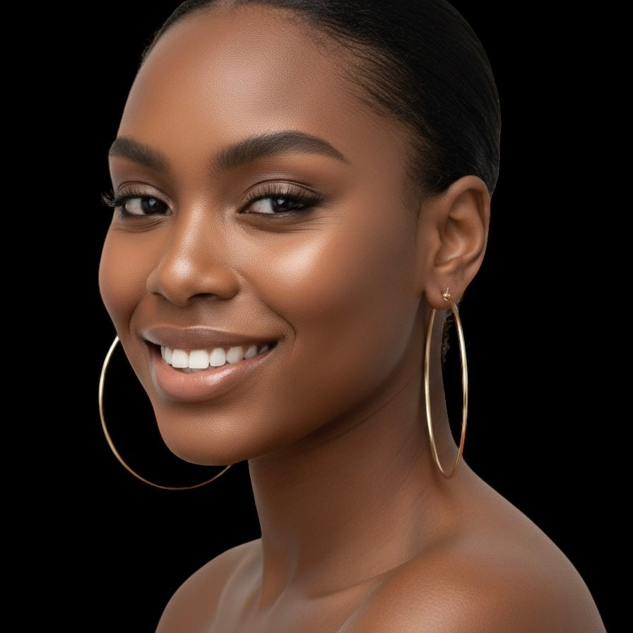 8CM Stainless Steel Hoop Earrings – Bold Lightweight Statement Hoops - Fatisha Boutique #
