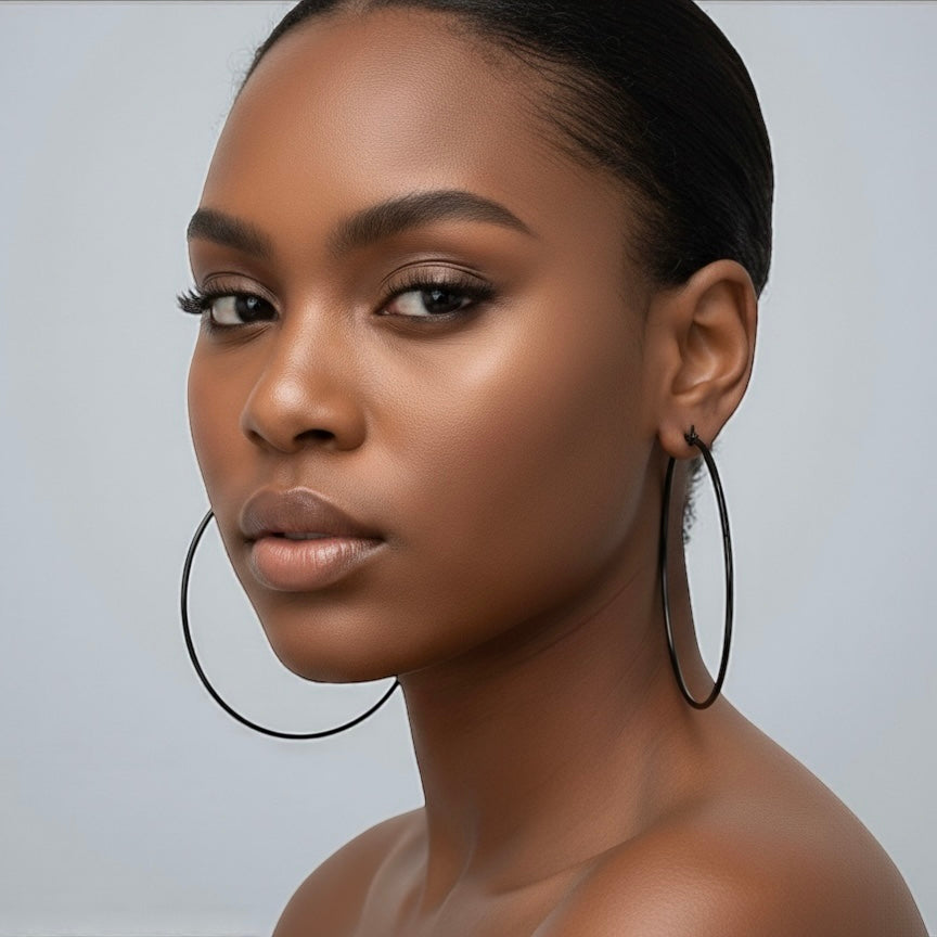 8CM Stainless Steel Hoop Earrings – Bold Lightweight Statement Hoops - Fatisha Boutique #