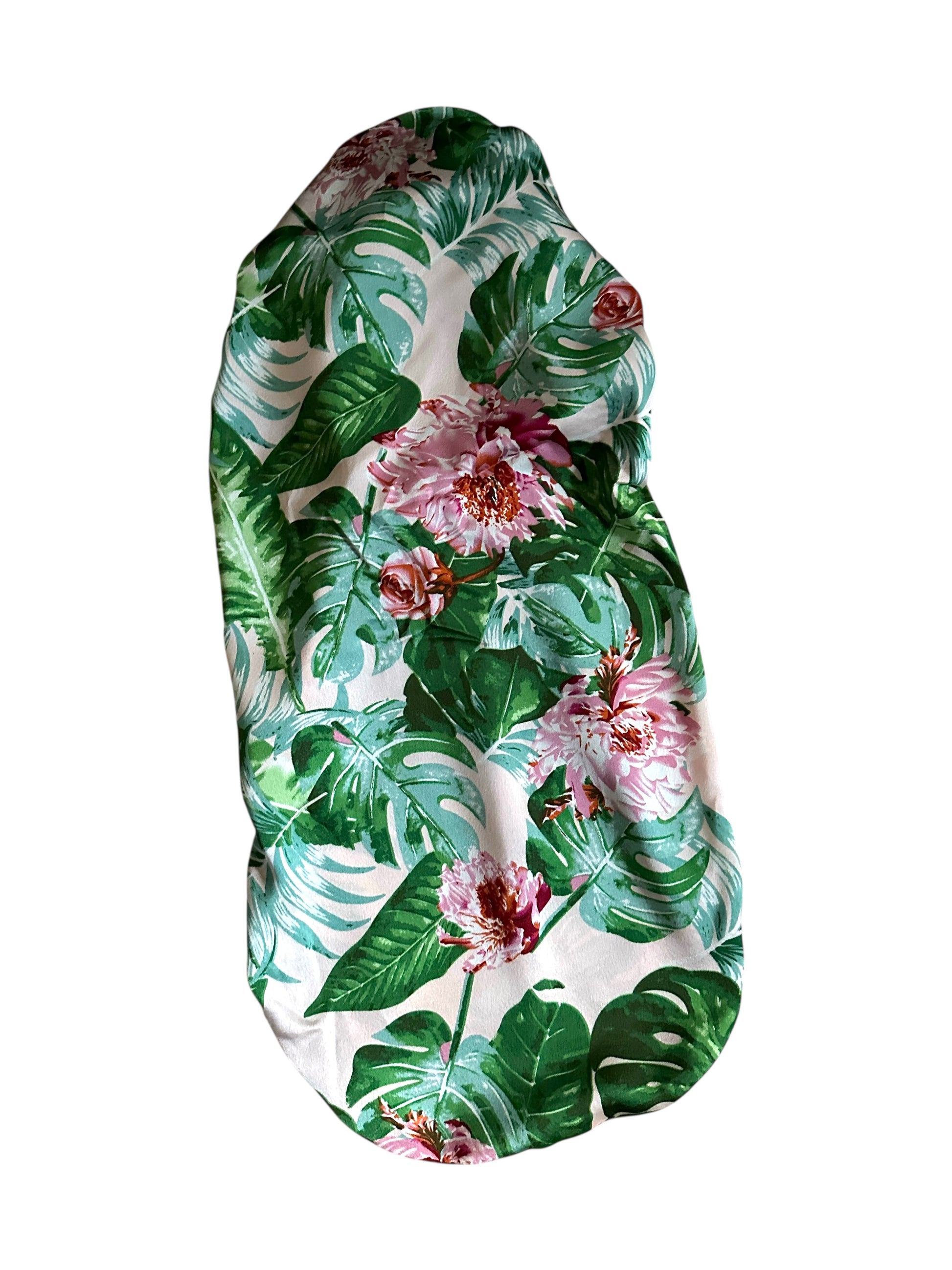 Tropical Green Satin Silk Long Bonnet Cap for Braids, Locs & Long Hair – Lightweight Sleep Cap - Fatisha Boutique #