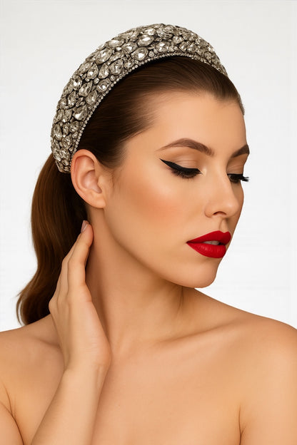 Luxury Rhinestone Padded Headband – Baroque Crystal Bling Hair Accessory for Women | Bridal, Wedding, Party & Gift - Fatisha Boutique #