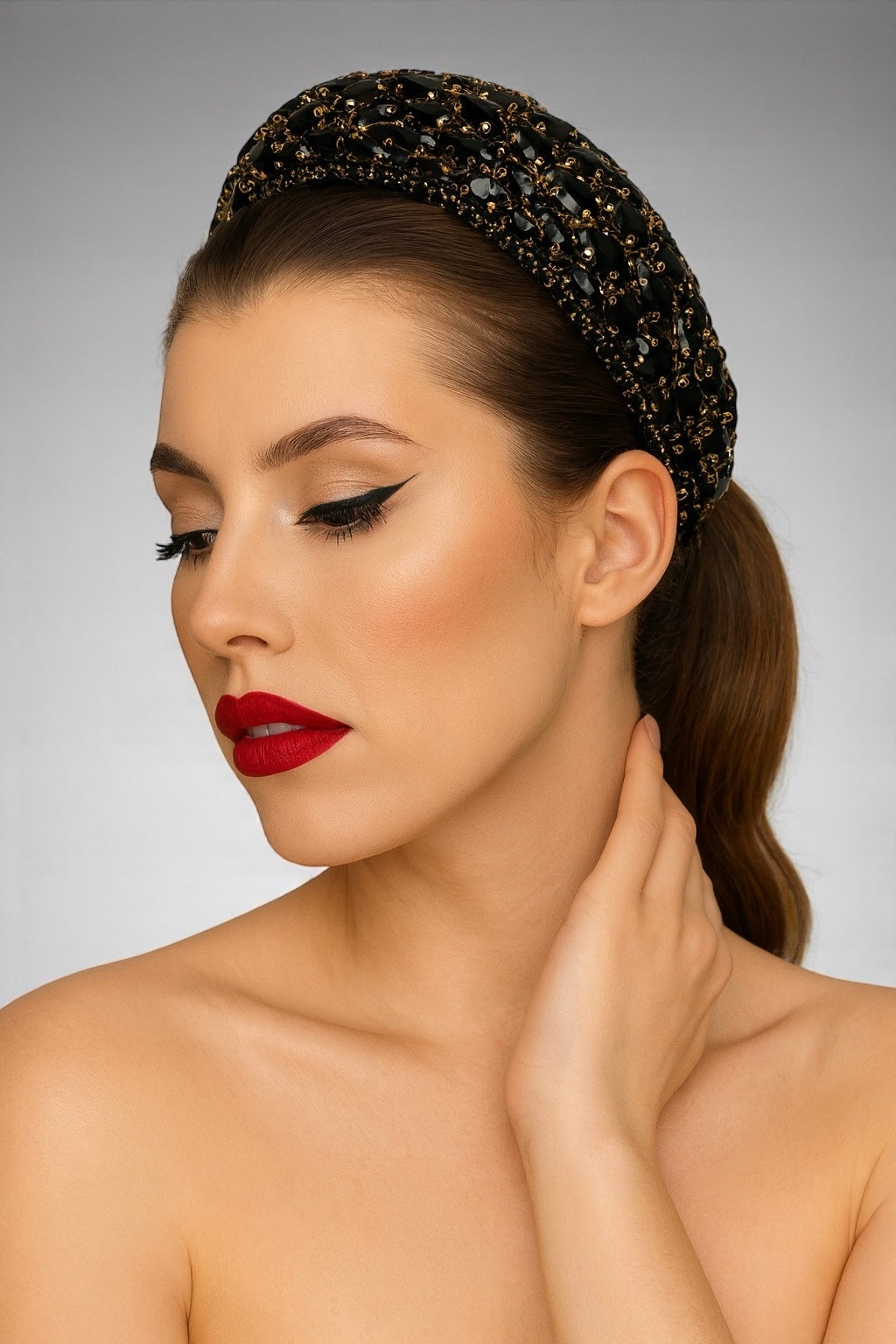 Luxury Rhinestone Padded Headband – Baroque Crystal Bling Hair Accessory for Women | Bridal, Wedding, Party & Gift - Fatisha Boutique #