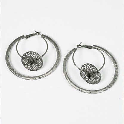 Modern Spiral Geometric Hoop Earrings – Gold & Silver Statement Design - Fatisha Boutique #