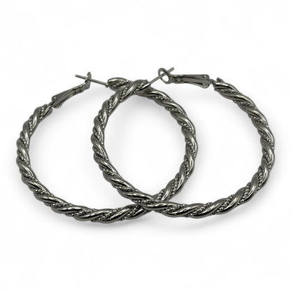 5CM Twisted Statement Hoop Earrings – Bold Rope Design Hoops in Gold & Silver - Fatisha Boutique #