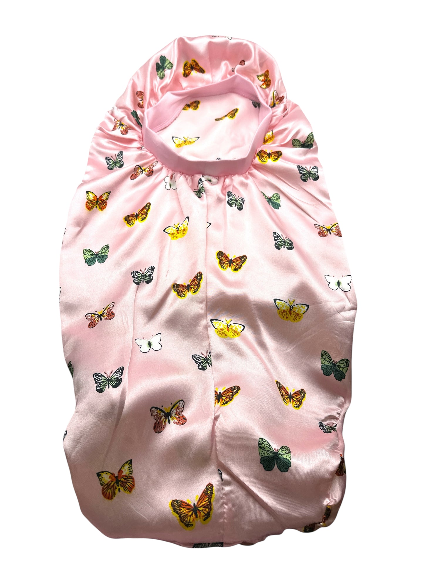 Butterflies Print Long Satin Silk Bonnet Cap – Sleep Cap for Braids, Locs & Long Hair - Fatisha Boutique #