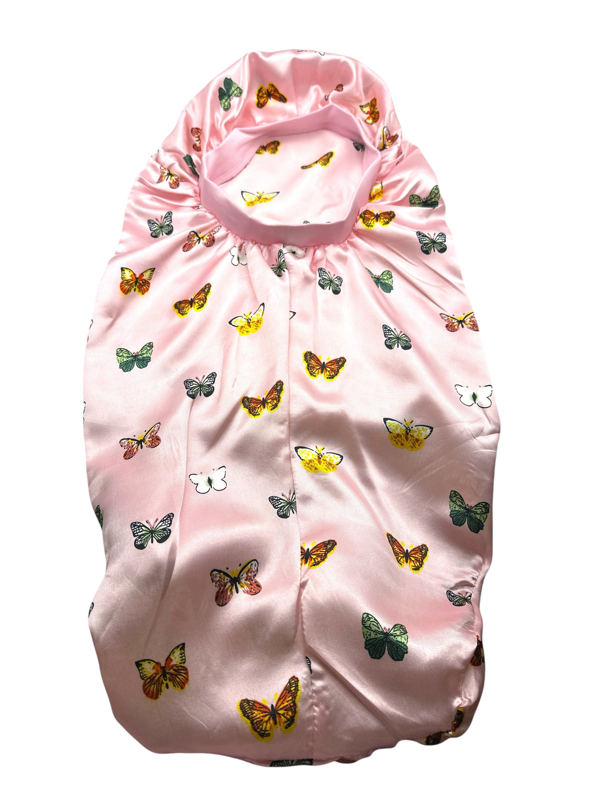 Butterflies Print Long Satin Silk Bonnet Cap – Sleep Cap for Braids, Locs & Long Hair - Fatisha Boutique #