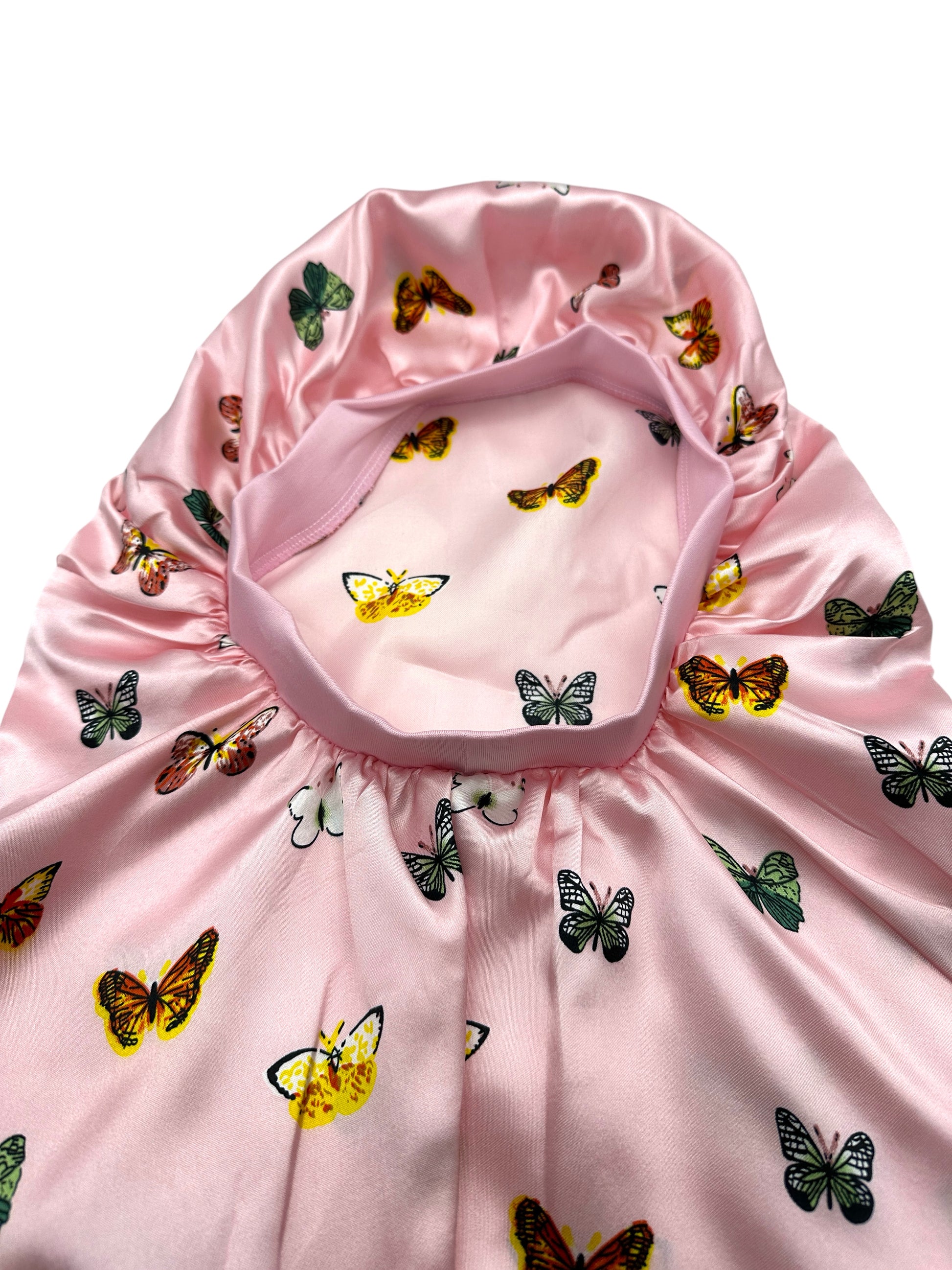 Butterflies Print Long Satin Silk Bonnet Cap – Sleep Cap for Braids, Locs & Long Hair - Fatisha Boutique #