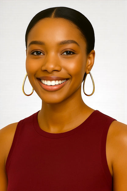 Minimal Gold Oval Hoop Earrings – 5CM Lightweight Elegant Everyday Jewellery - Fatisha Boutique #