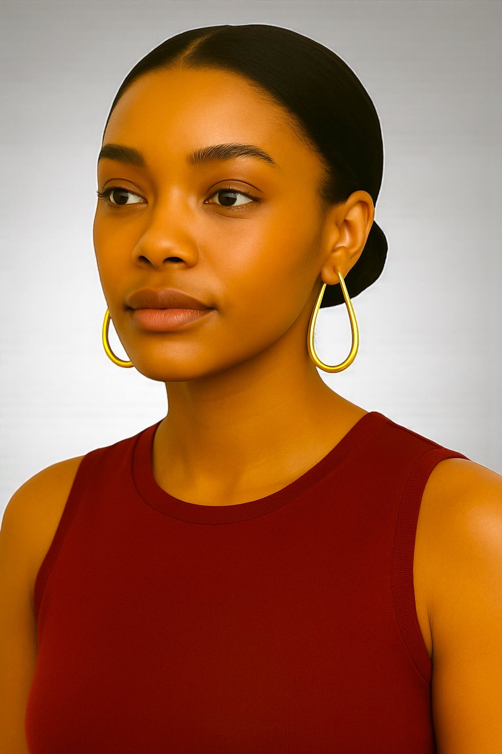 Minimal Gold Oval Hoop Earrings – 5CM Lightweight Elegant Everyday Jewellery - Fatisha Boutique #