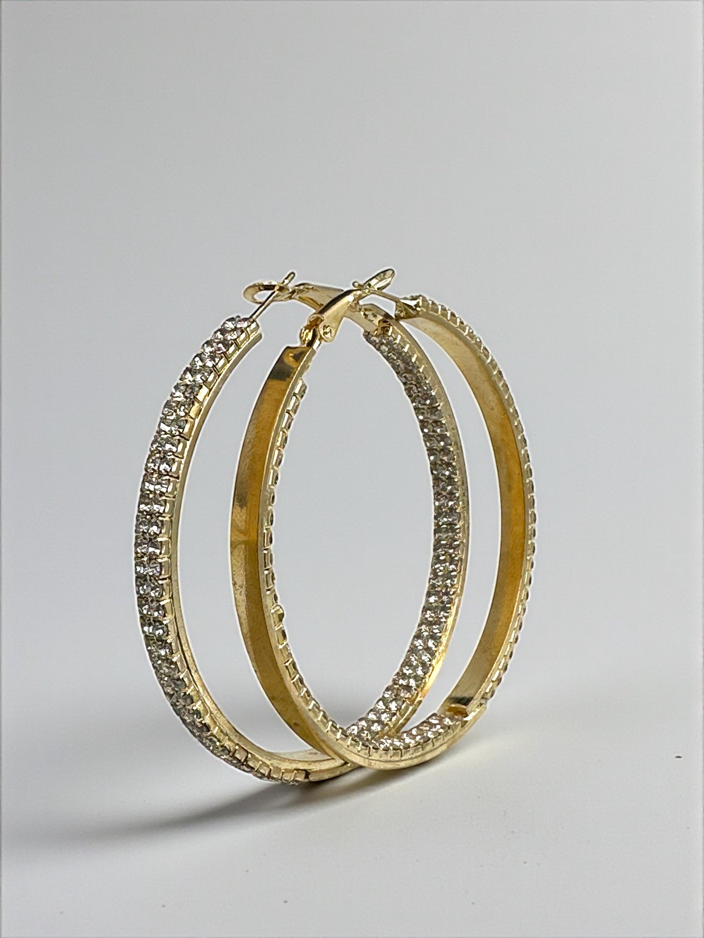 6CM Gold Rhinestone Hoop Earrings – Sparkly Statement Hoops for Women, Lightweight Party Jewellery - Fatisha Boutique #