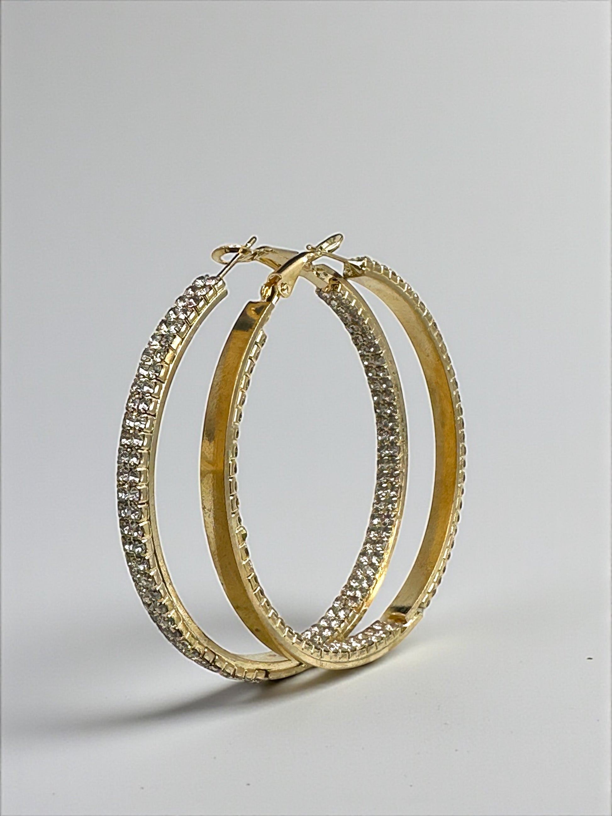 6CM Gold Rhinestone Hoop Earrings – Sparkly Statement Hoops for Women, Lightweight Party Jewellery - Fatisha Boutique #