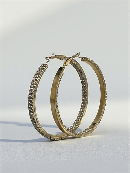 6CM Gold Rhinestone Hoop Earrings – Sparkly Statement Hoops for Women, Lightweight Party Jewellery - Fatisha Boutique #