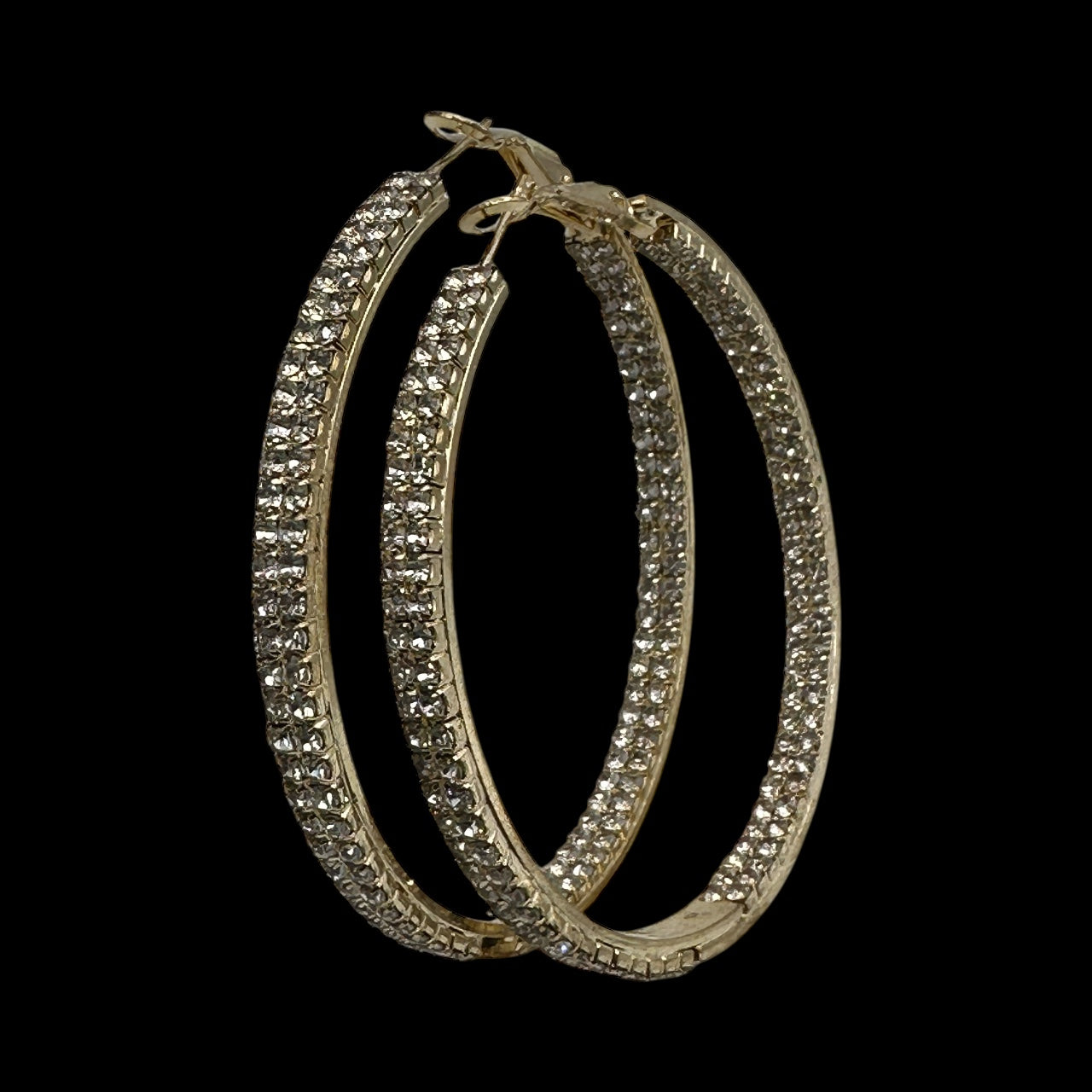 6CM Gold Rhinestone Hoop Earrings – Sparkly Statement Hoops for Women, Lightweight Party Jewellery - Fatisha Boutique #