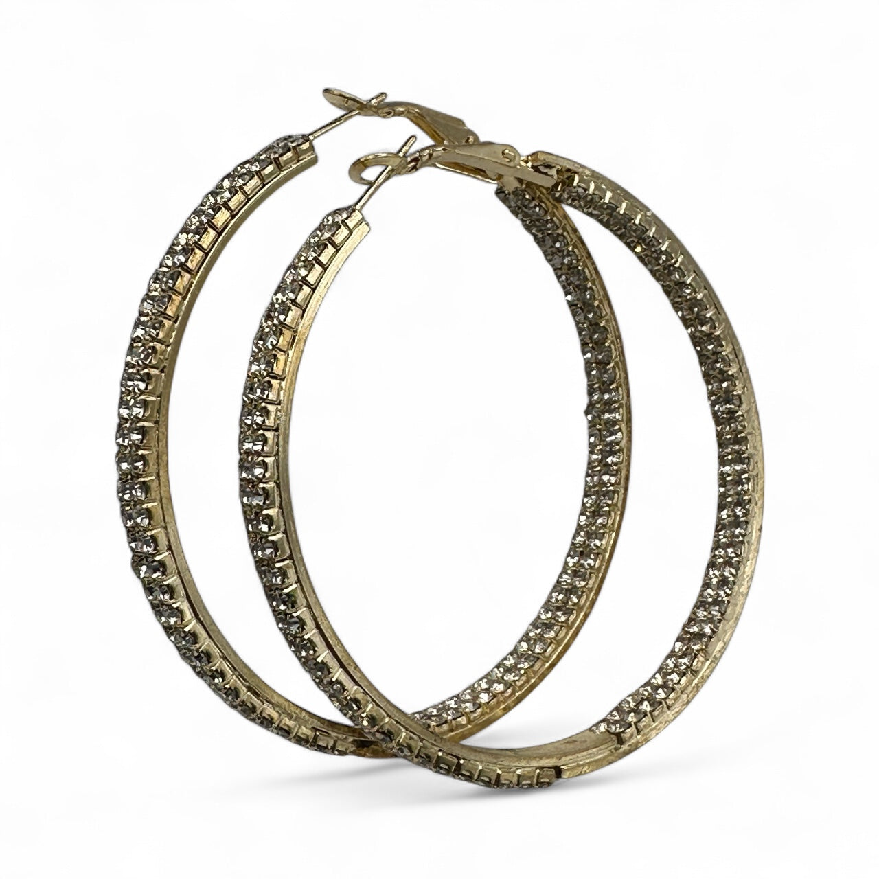6CM Gold Rhinestone Hoop Earrings – Sparkly Statement Hoops for Women, Lightweight Party Jewellery - Fatisha Boutique #