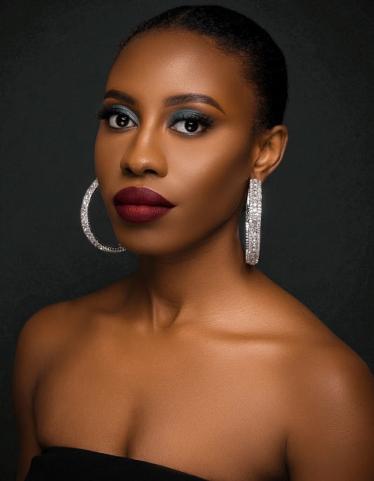 7CM Luxury Crystal Rhinestone Hoop Earrings – Bold Glam Statement Jewellery - Fatisha Boutique #