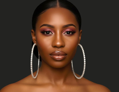 12CM Rhinestone Oversized Statement Hoop Earrings – Trendy Party Jewellery - Fatisha Boutique #
