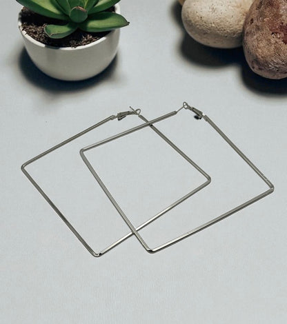 Oversized Square Hoop Earrings – Bold Geometric Statement Jewellery - Fatisha Boutique #