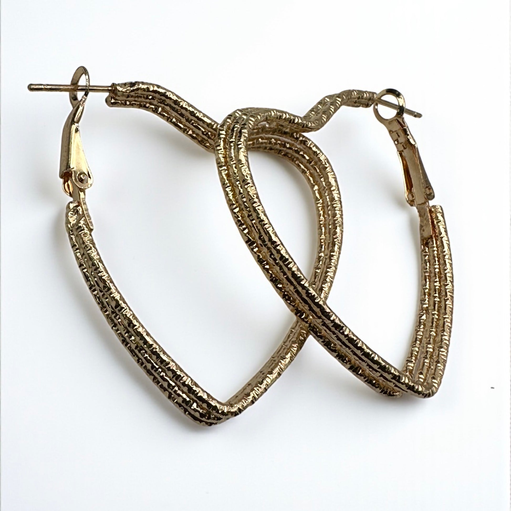 Heart-Shaped Textured Hoop Earrings – Lightweight Romantic Statement Jewellery - Fatisha Boutique #