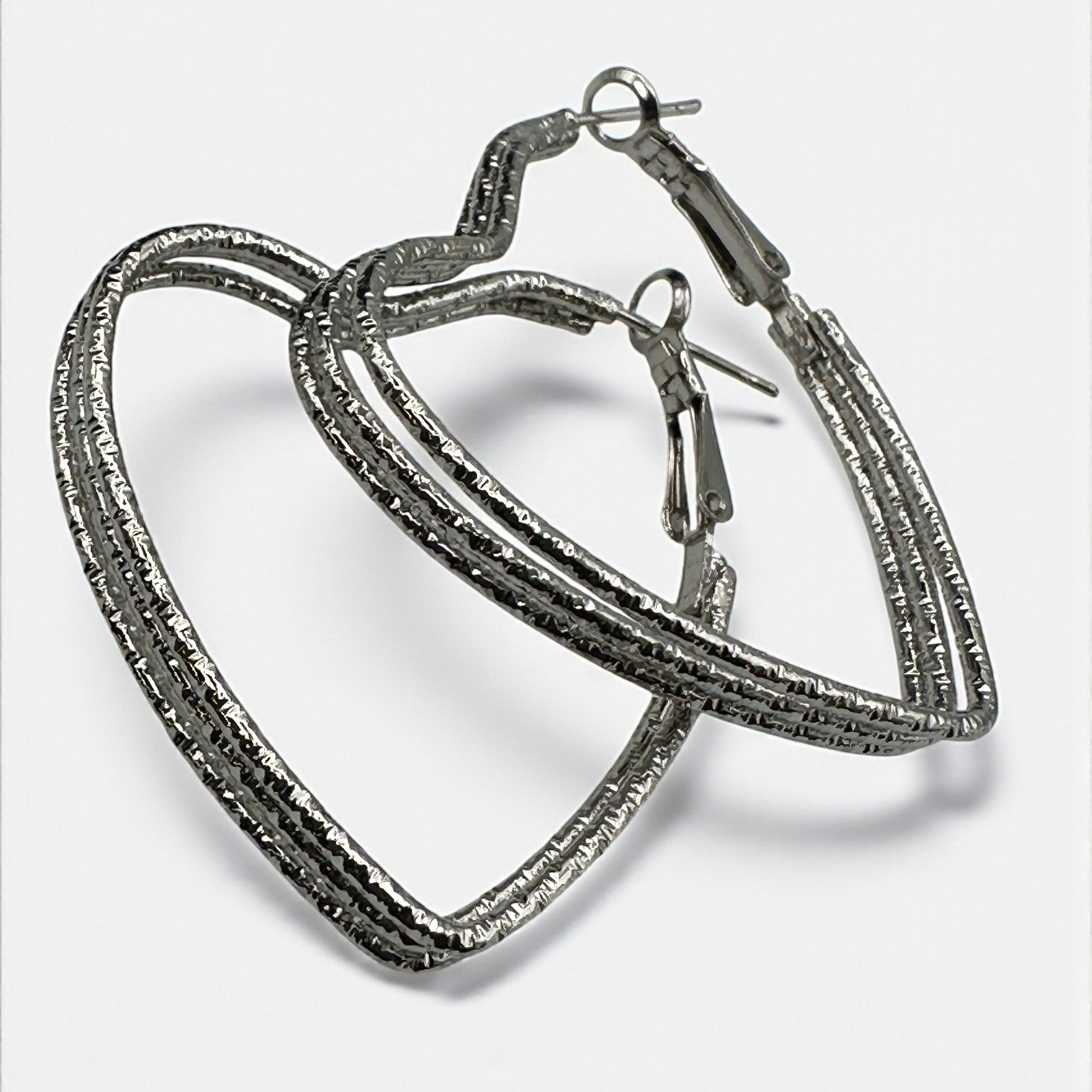 Heart-Shaped Textured Hoop Earrings – Lightweight Romantic Statement Jewellery - Fatisha Boutique #