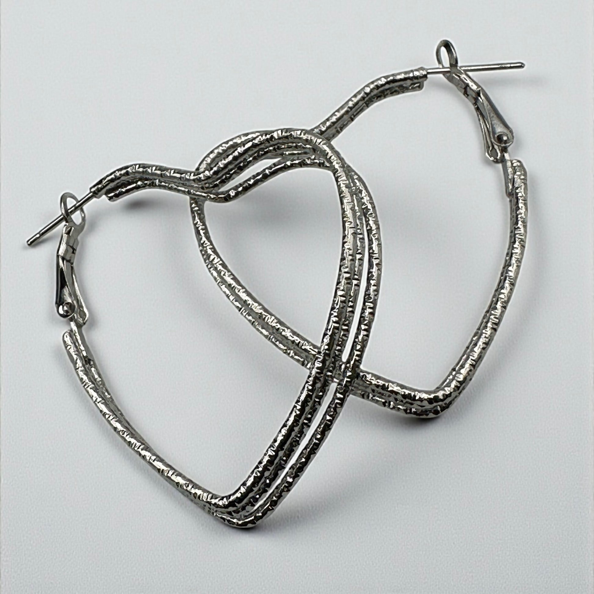 Heart-Shaped Textured Hoop Earrings – Lightweight Romantic Statement Jewellery - Fatisha Boutique #