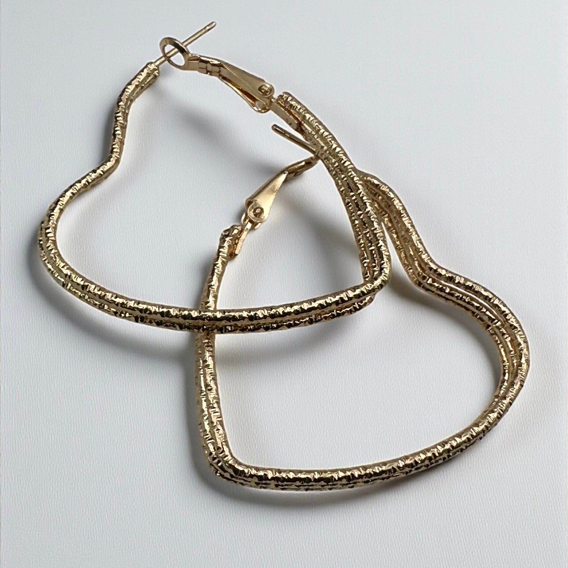 Heart-Shaped Textured Hoop Earrings – Lightweight Romantic Statement Jewellery - Fatisha Boutique #