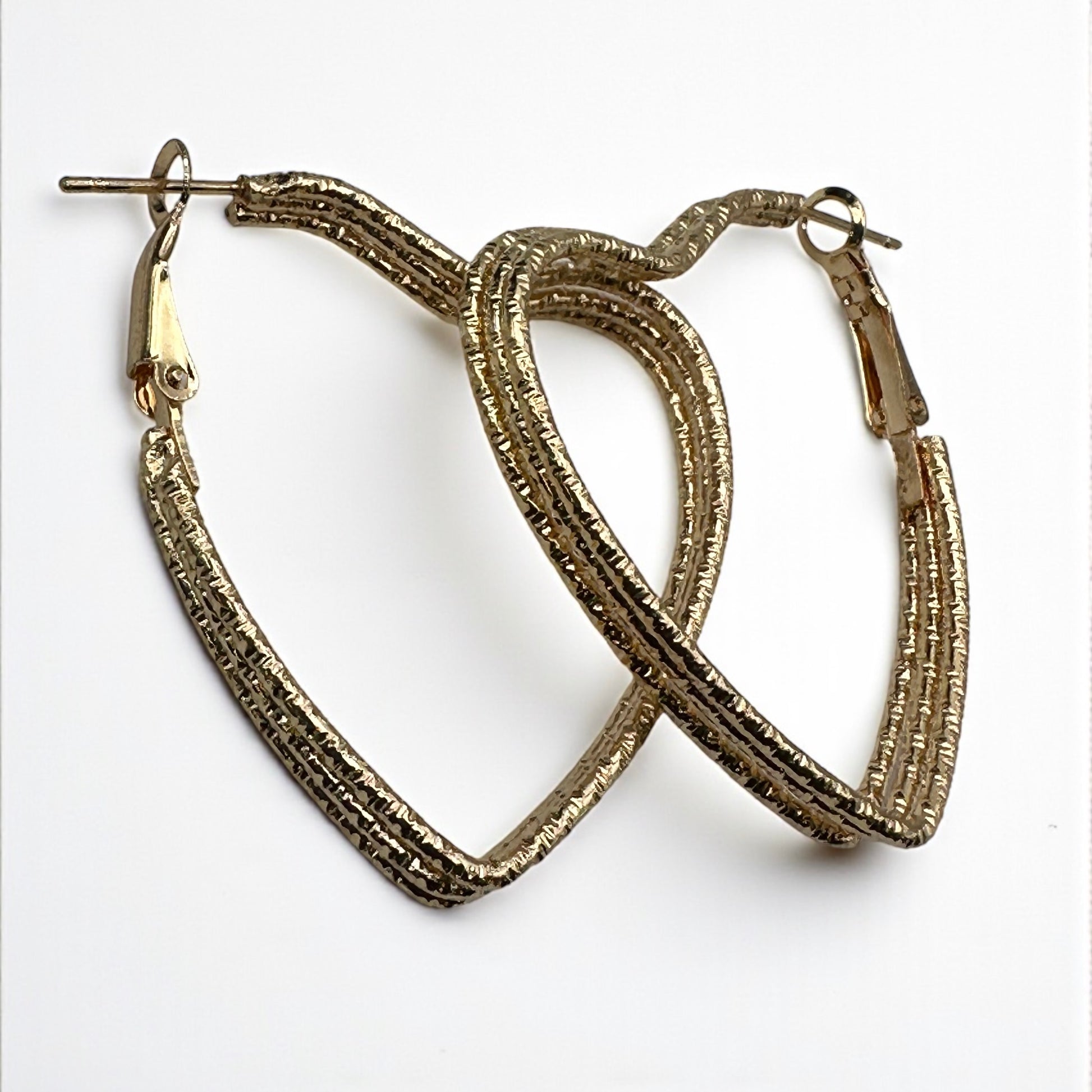 Heart-Shaped Textured Hoop Earrings – Lightweight Romantic Statement Jewellery - Fatisha Boutique #