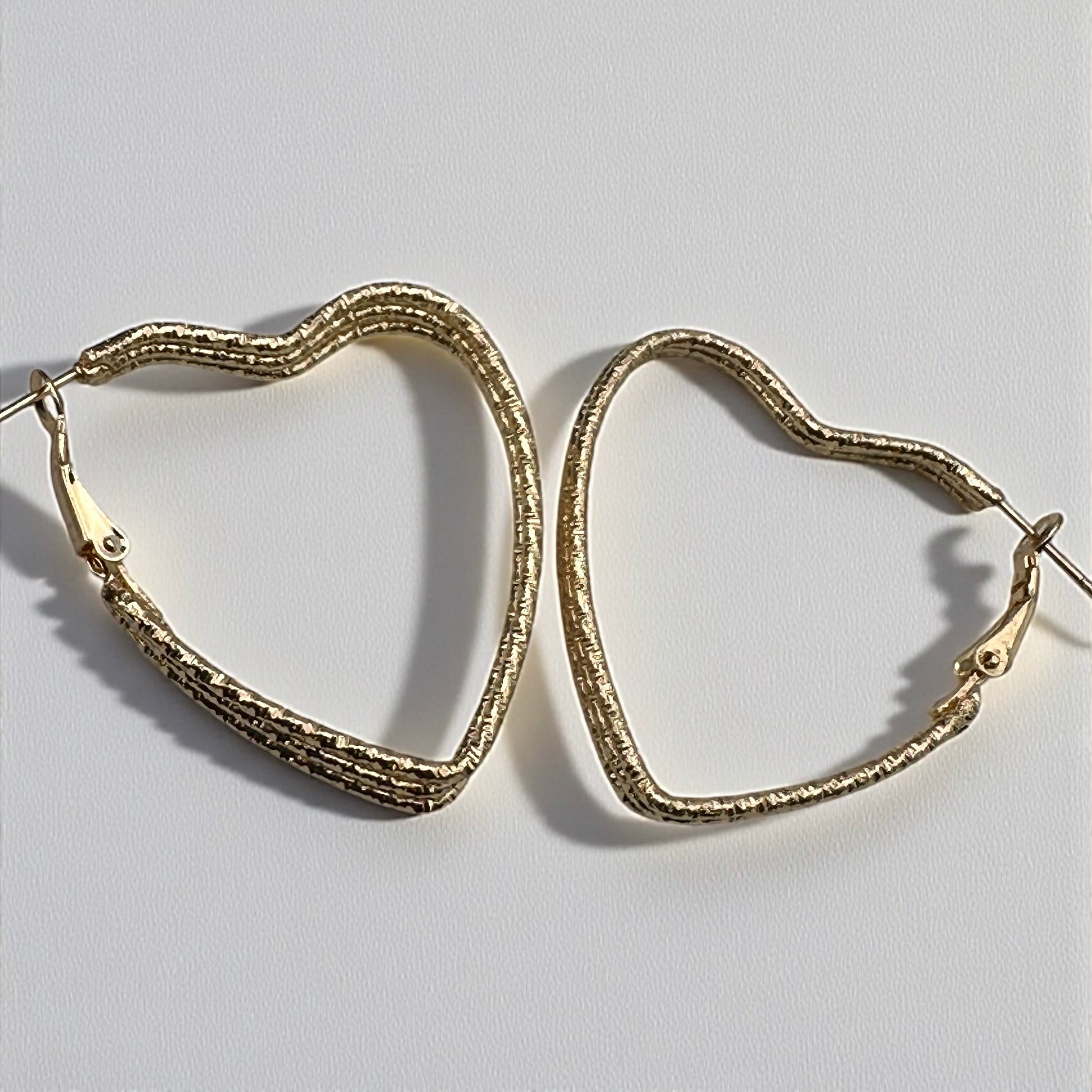 Heart-Shaped Textured Hoop Earrings – Lightweight Romantic Statement Jewellery - Fatisha Boutique #