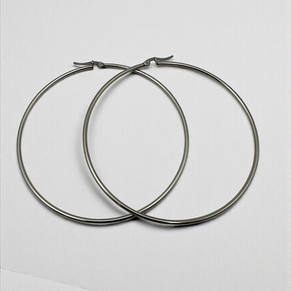 8CM Stainless Steel Hoop Earrings – Bold Lightweight Statement Hoops - Fatisha Boutique #