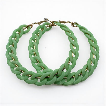 Boho Statement Punk Hoop Earrings – Bold 9cm Chunky Chain Style Hoops for Women - Fatisha Boutique #