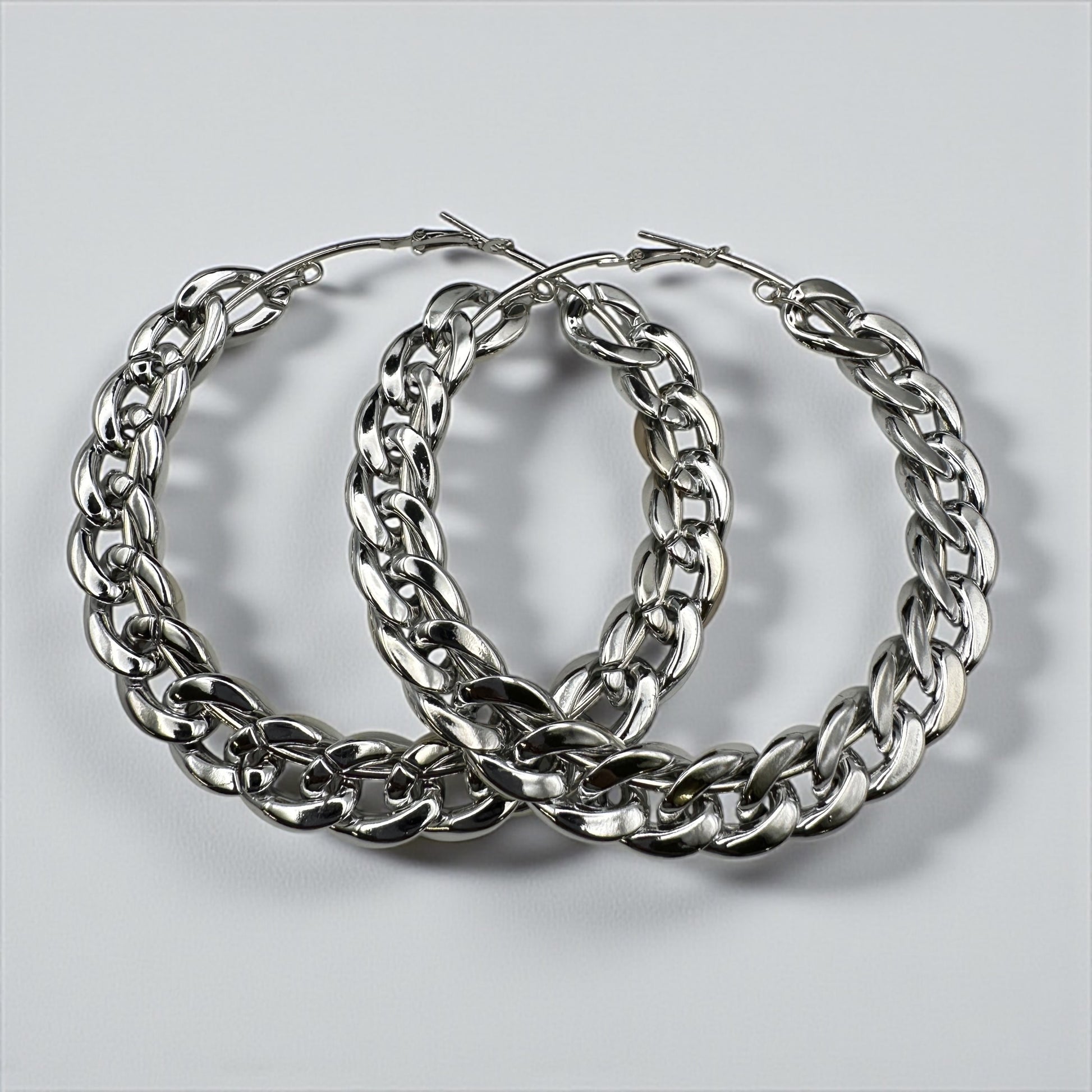 Boho Statement Punk Hoop Earrings – Bold 9cm Chunky Chain Style Hoops for Women - Fatisha Boutique #
