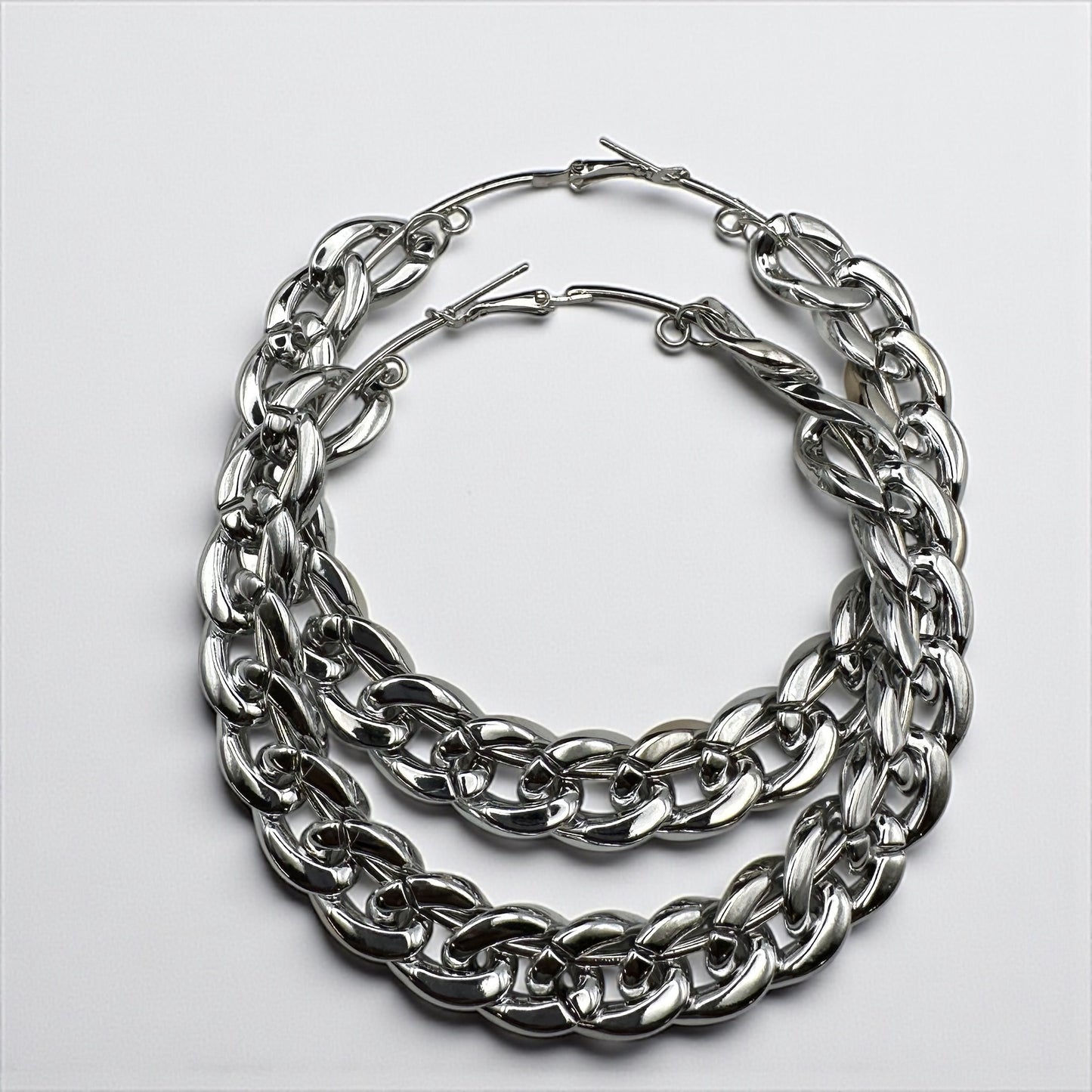 Boho Statement Punk Hoop Earrings – Bold 9cm Chunky Chain Style Hoops for Women - Fatisha Boutique #