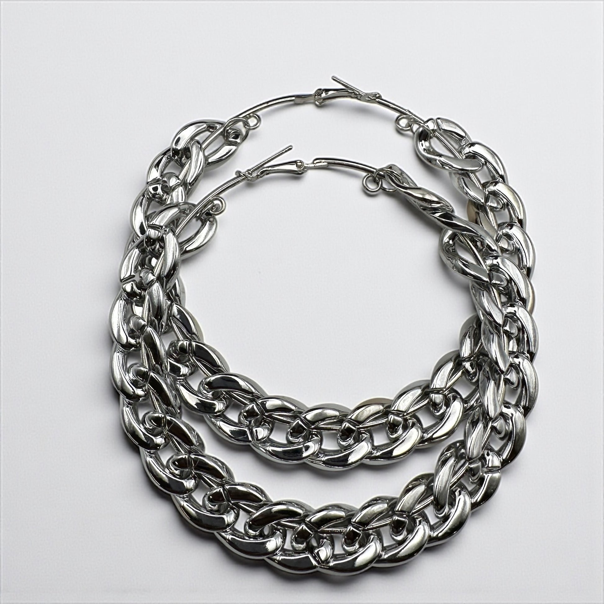 Boho Statement Punk Hoop Earrings – Bold 9cm Chunky Chain Style Hoops for Women - Fatisha Boutique #