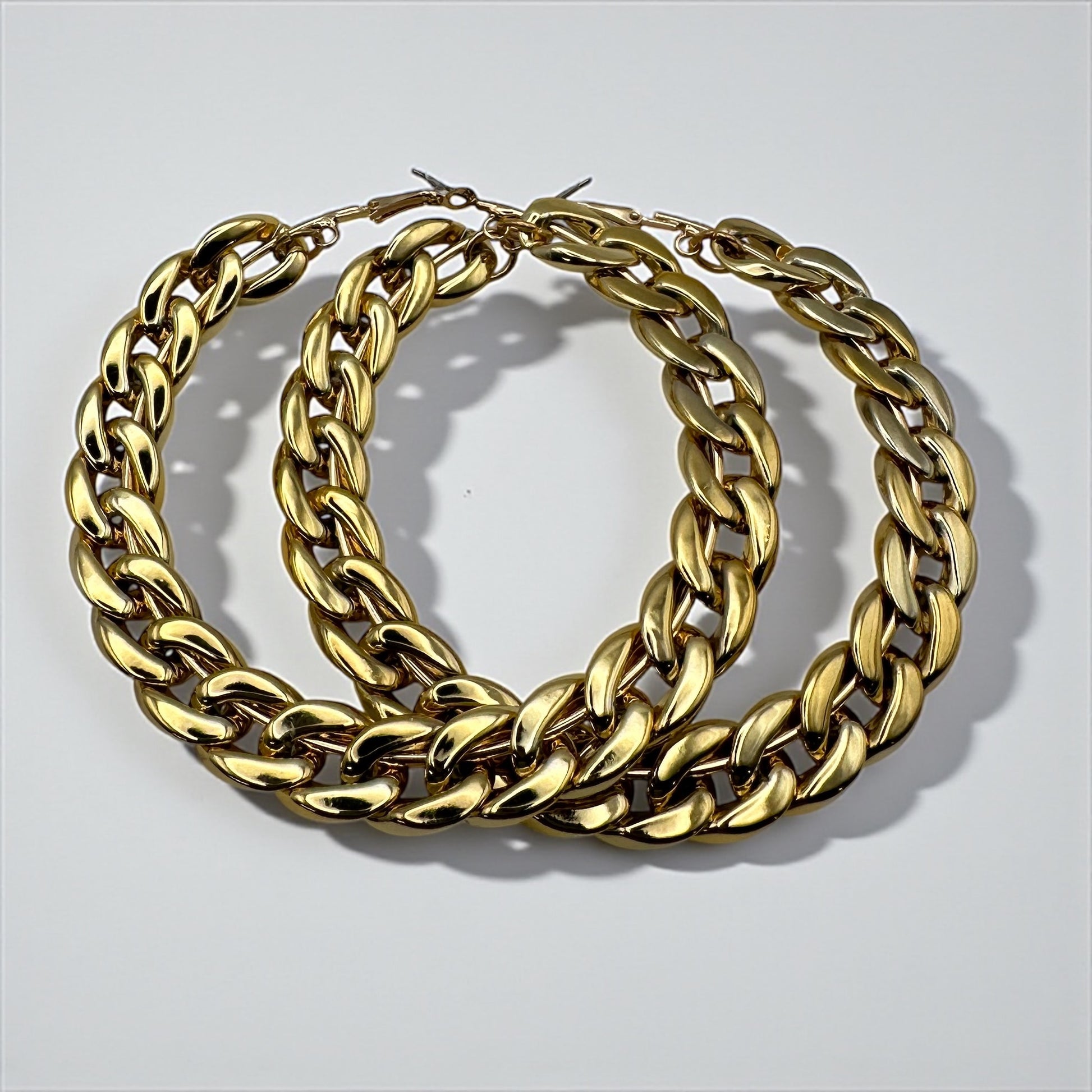 Boho Statement Punk Hoop Earrings – Bold 9cm Chunky Chain Style Hoops for Women - Fatisha Boutique #