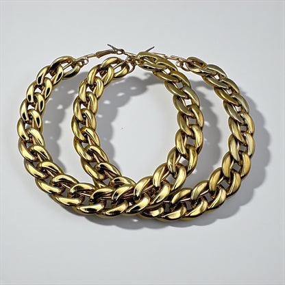 Boho Statement Punk Hoop Earrings – Bold 9cm Chunky Chain Style Hoops for Women - Fatisha Boutique #