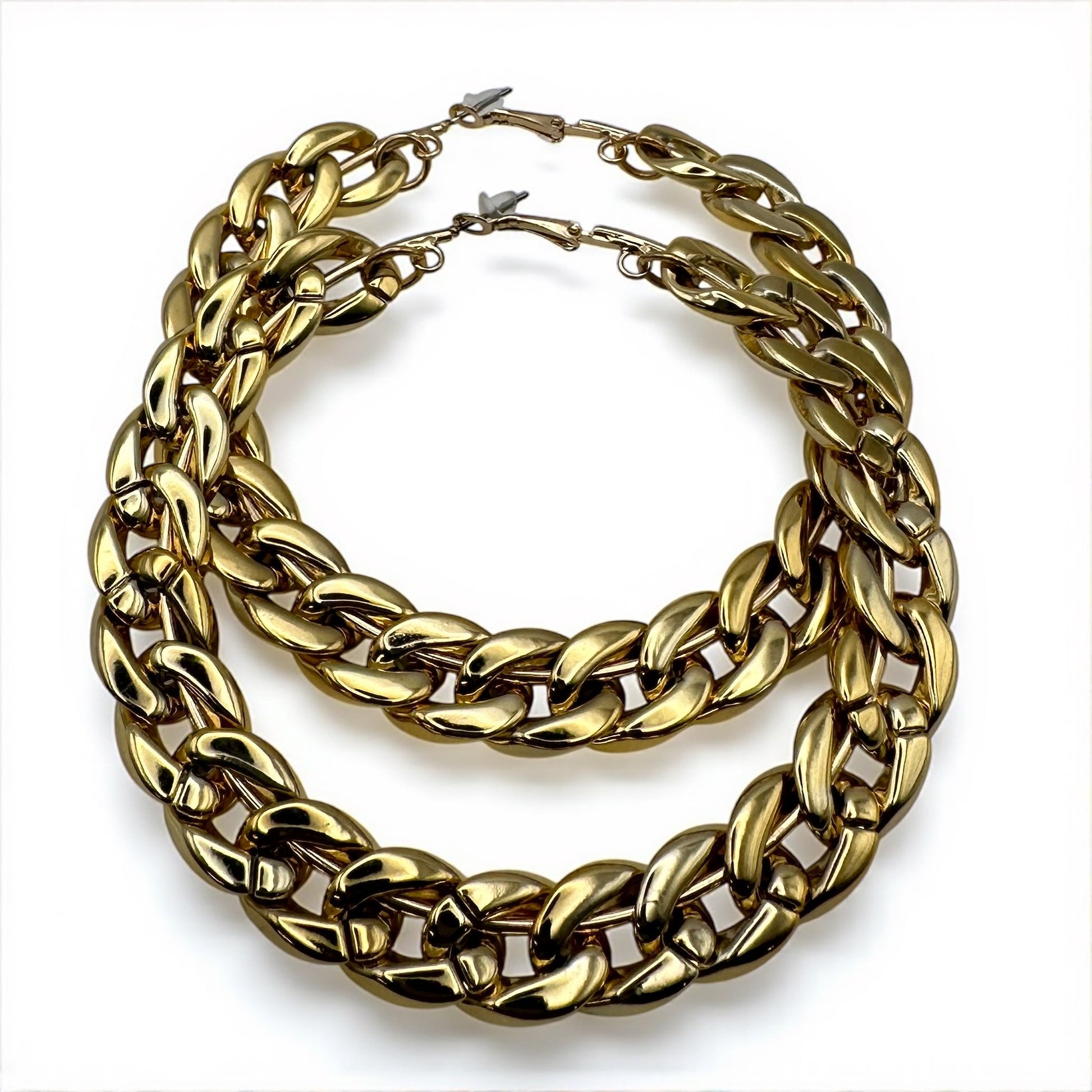 Boho Statement Punk Hoop Earrings – Bold 9cm Chunky Chain Style Hoops for Women - Fatisha Boutique #