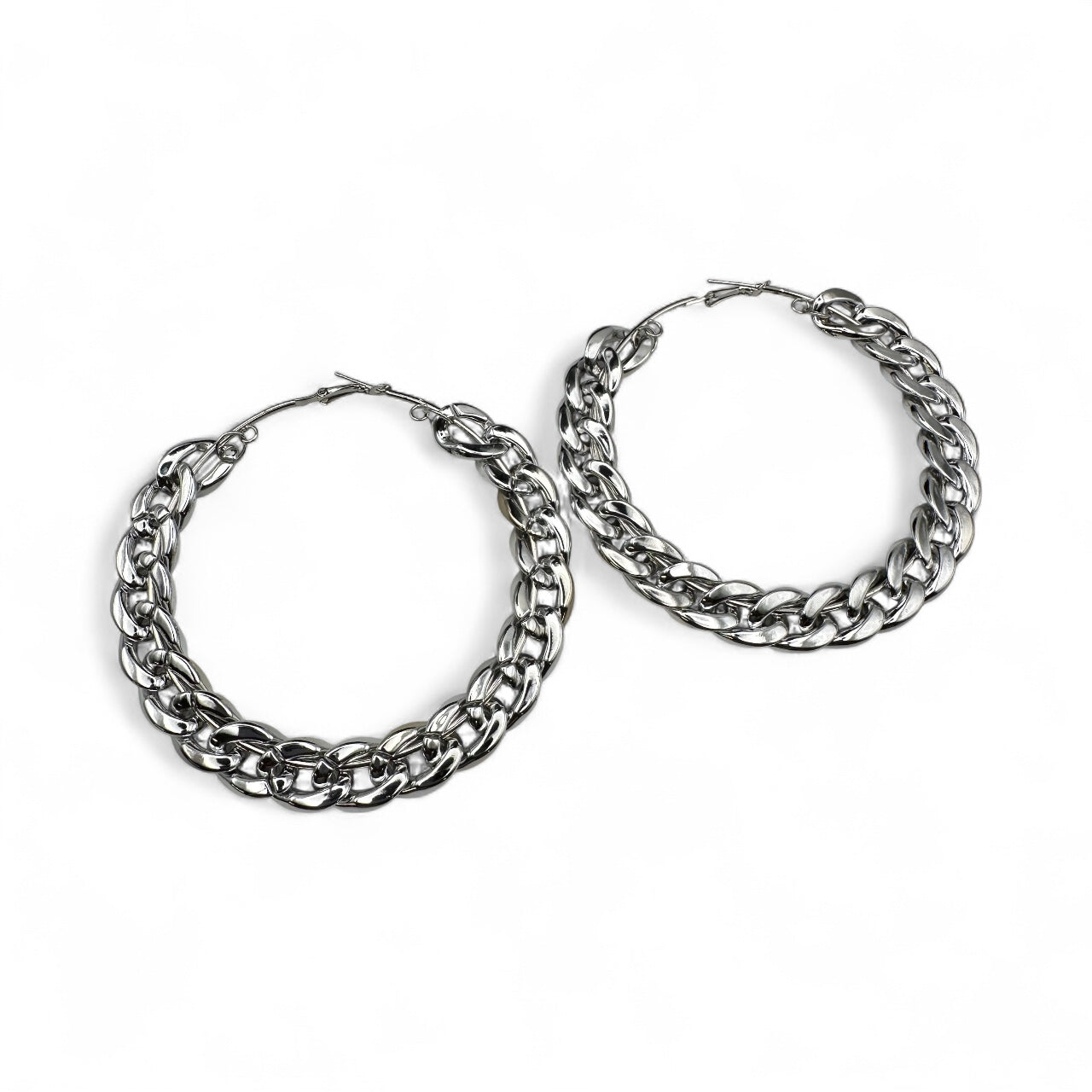 Boho Statement Punk Hoop Earrings – Bold 9cm Chunky Chain Style Hoops for Women - Fatisha Boutique #