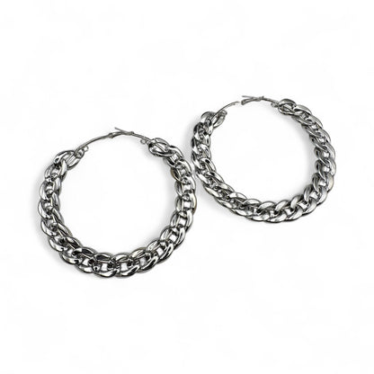 Boho Statement Punk Hoop Earrings – Bold 9cm Chunky Chain Style Hoops for Women - Fatisha Boutique #