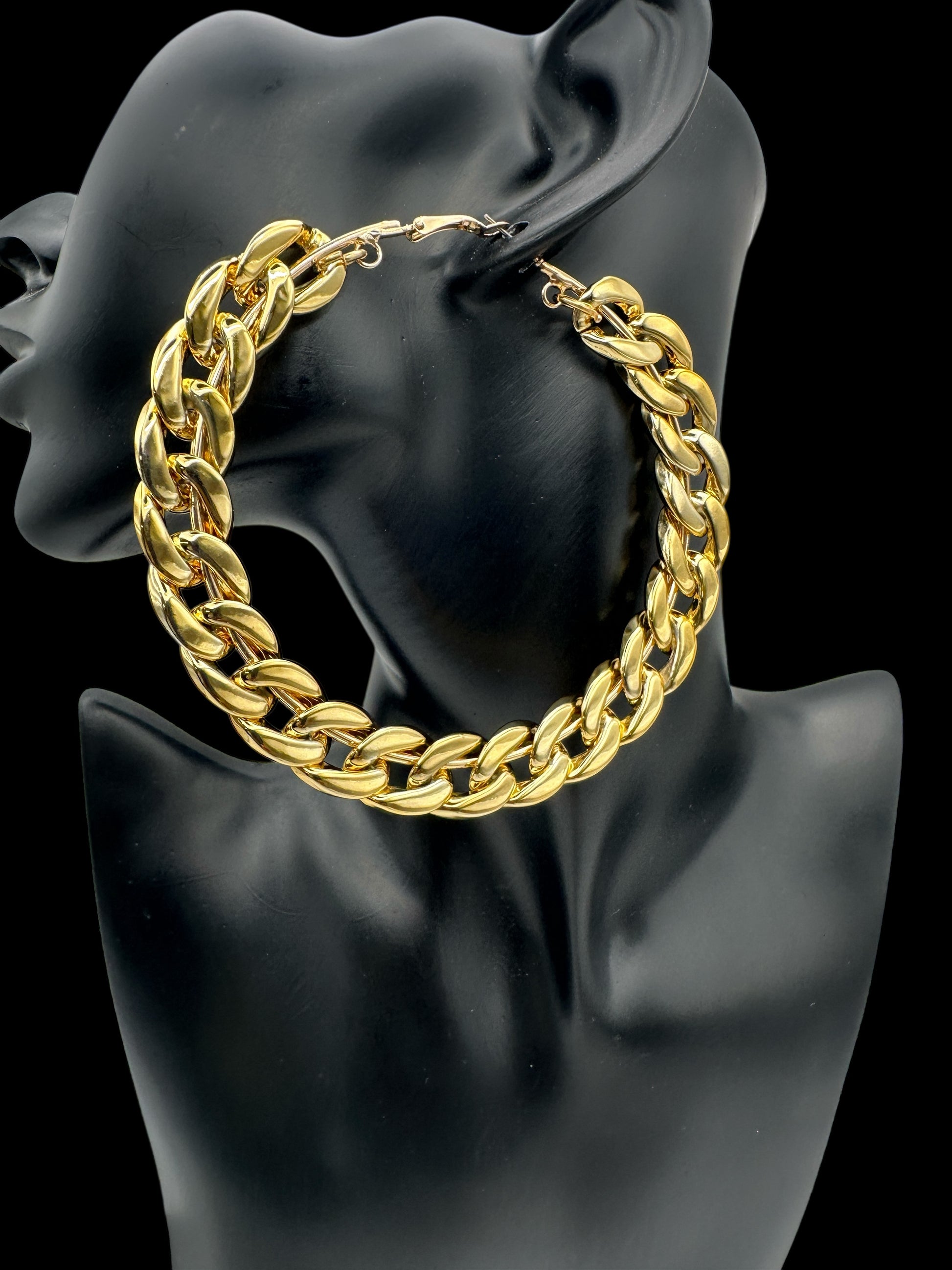 Boho Statement Punk Hoop Earrings – Bold 9cm Chunky Chain Style Hoops for Women - Fatisha Boutique #