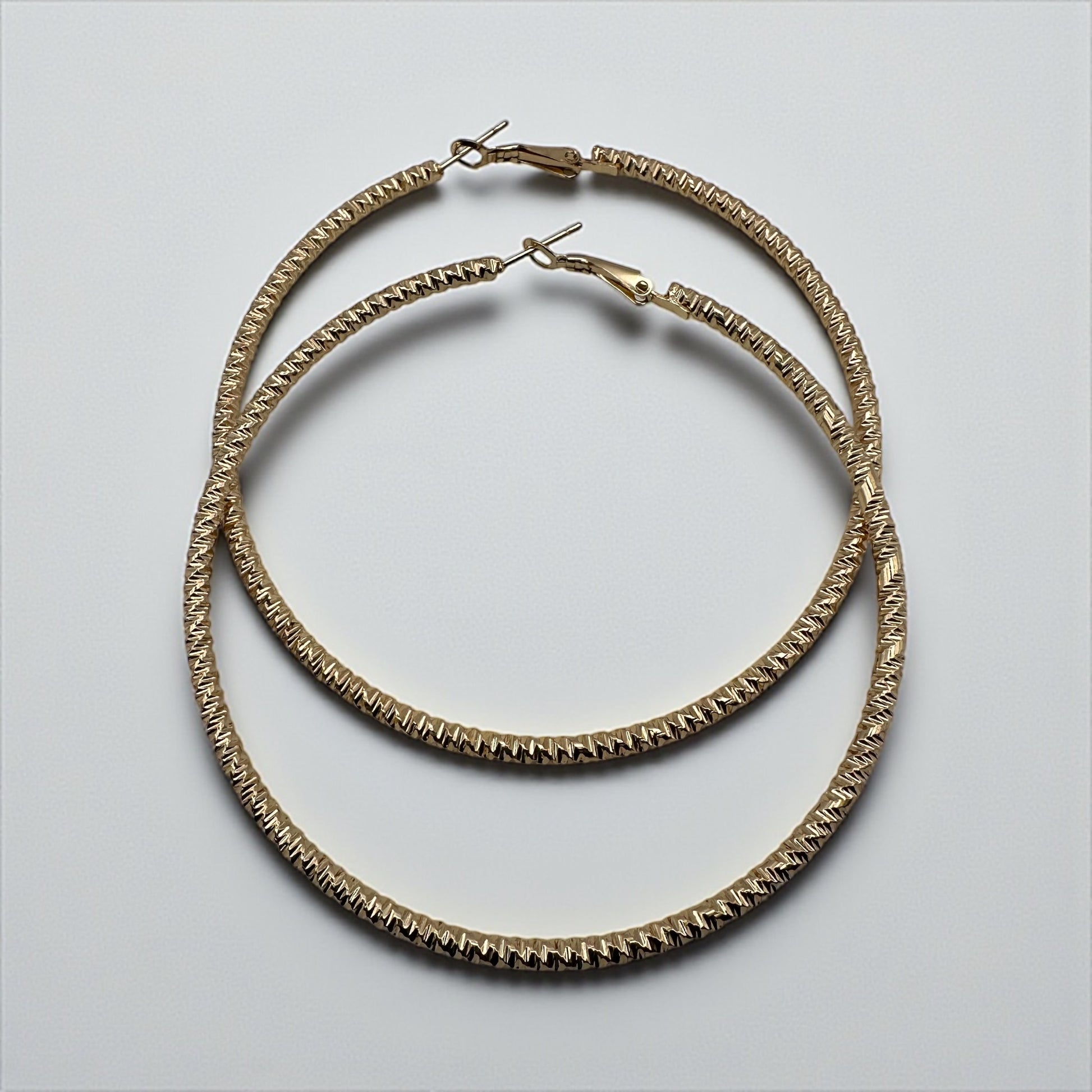 Textured 8CM Gold & Silver Hoop Earrings – Bold Lightweight Statement Fashion Jewellery for Women - Fatisha Boutique #