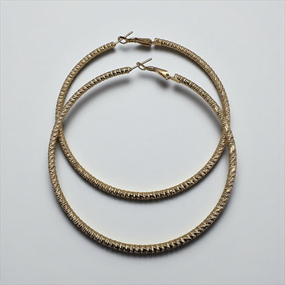 Textured 8CM Gold & Silver Hoop Earrings – Bold Lightweight Statement Fashion Jewellery for Women - Fatisha Boutique #