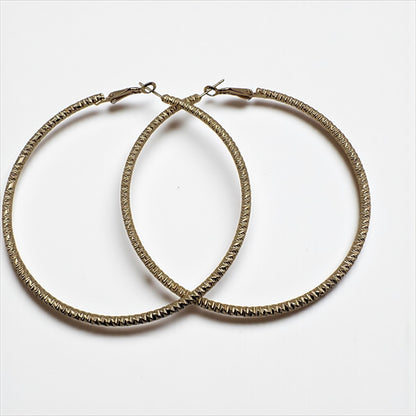 Textured 8CM Gold & Silver Hoop Earrings – Bold Lightweight Statement Fashion Jewellery for Women - Fatisha Boutique #